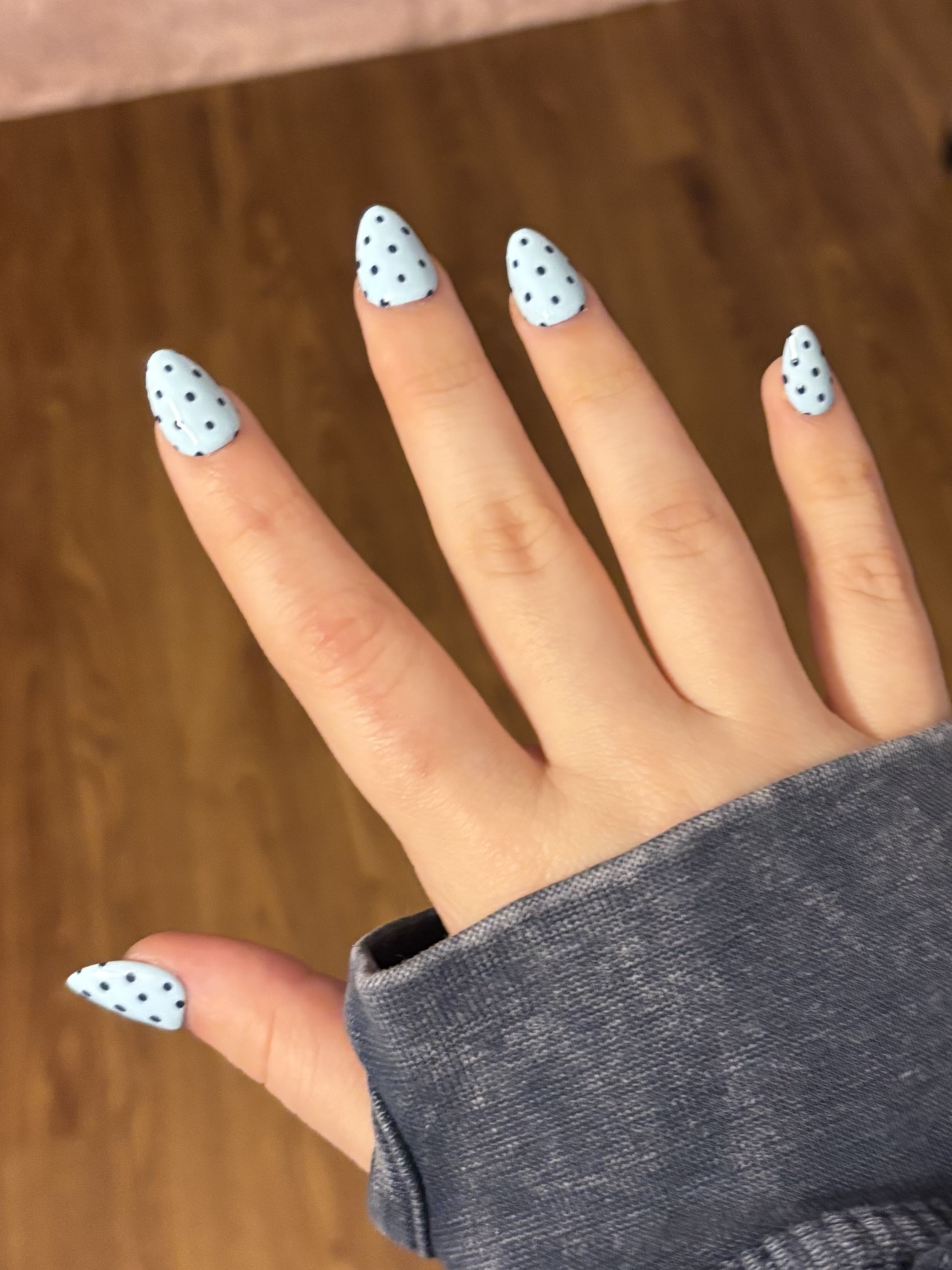 Blue polka dot nails